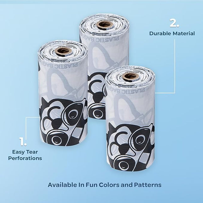 Best Pet Supplies Dog Poop Bags (150 Bags) for Waste Refuse Cleanup, Doggy Roll Replacements for Outdoor Puppy Walking and Travel, Leak Proof and Tear Resistant, Thick Plastic - White