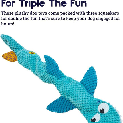 Petstages Stuffing-Free Floppy Shark Plush Dog Toy, Large