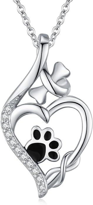 MEDWISE 925 Sterling Silver Dog Paw Print Necklace Infinity Symbol Pendant Heart Bone Necklace Infinity Jewelry for Women Ladies Wife Mother Daughter Dog Pet Lover Christmas Birthday Gifts