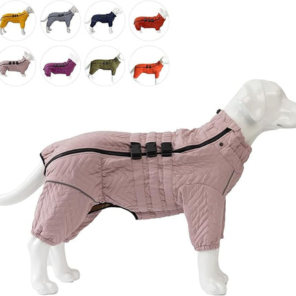 Lotus Warm Dog Coat, Double Layers, Windproof, Waterproof, Reflective, Pink, S - Small to Large Dogs