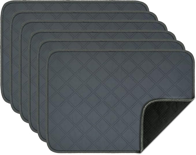 RIOUSSI Washable Pee Pads for Dogs, Reusable, Absorbent, Leakproof, Non Slip Pet Puppy Pads for Potty Training. Dark Gray, 20x28 Inch(6pack)