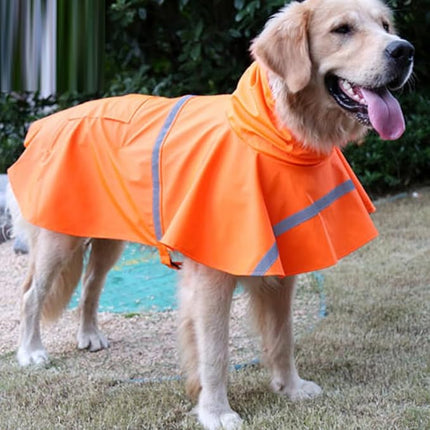 HAPEE Dog Raincoats with Reflective Strip Hoodie,Poncho Jacket for Large Dogs fit Golden Retriever Doodle (B2-Orange, 20B (30-55 lbs))
