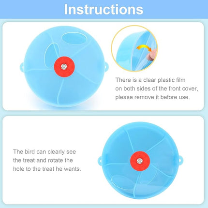 Bird Creative Foraging System Wheel Seed Food Ball Rotate Training Toy for Small and Medium Parrots Parakeet Cockatiel Conure (Blue)