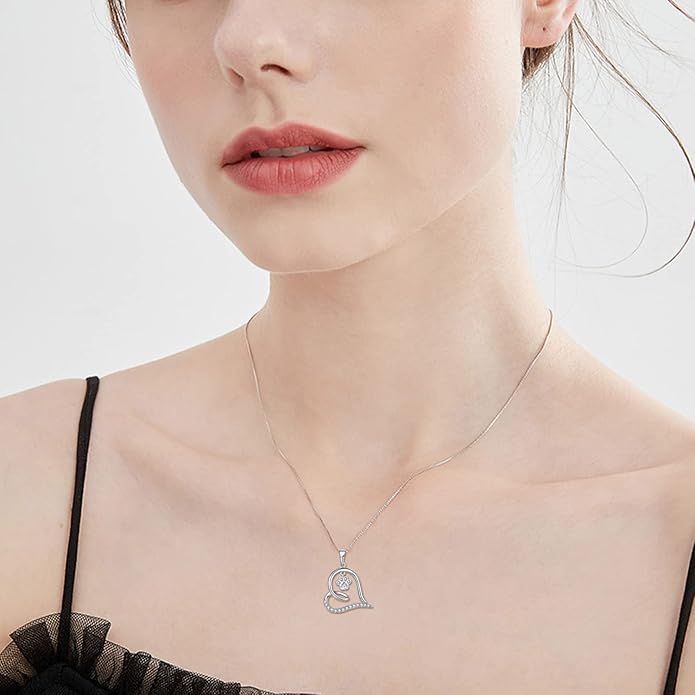 STARCHENIE Puppy Dog Necklace 925 Sterling Silver Love Heart Pendant Cat Pet Paw Print Jewelry for Women