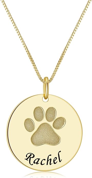 Customized Paw Print Necklace Personalized Pet Name Necklace Custom Engraved Dog Cat Paw Pendant Necklace Pet Memorial Gift for Pet Lovers