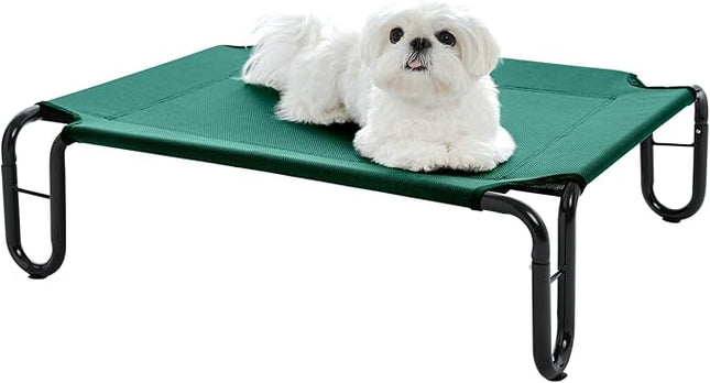 Pettycare Elevated Outdoor Dog Bed - Small Dog Cot, Waterproof, Cooling with Teslin Mesh, Non Slip, Up to 35 lbs, Green