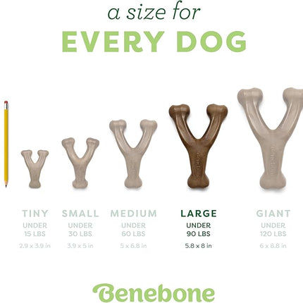 Benebone Large 3-Pack, Wishbone Durable Dog Chew Toy for Aggressive Chewers, Real Bacon, Chicken, Peanut Butter, Made in USA, Variety Pack