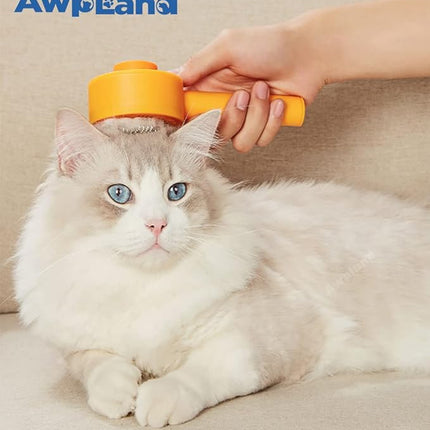 Cat and Small Dog Deshedding Brush with Release Button for Removing Loose Hair, Tangles, and Promoting Skin Friendliness