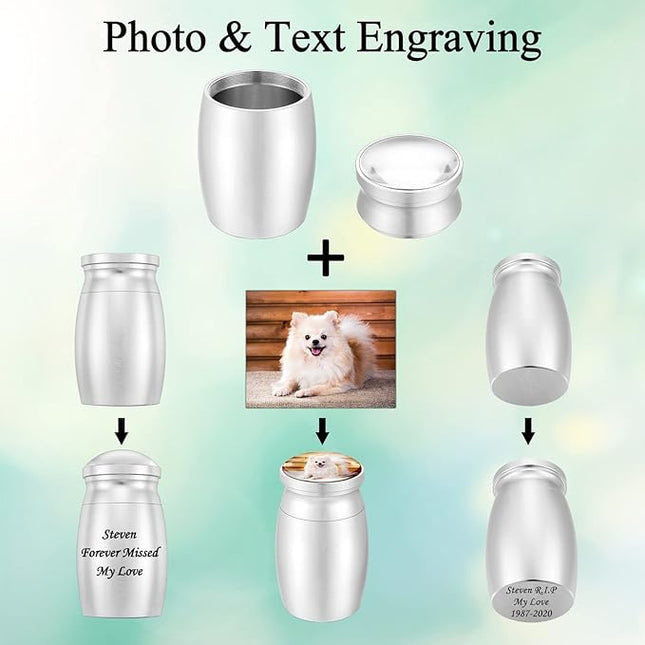 Personalized Photo 3 Inches Small Keepsake Urn for Pet Dog Ashes Aluminum Mini Cremation Urns Memorial Ashes Urn Miniature Burial Funeral Urns for Sharing Ashes Ashes Holder