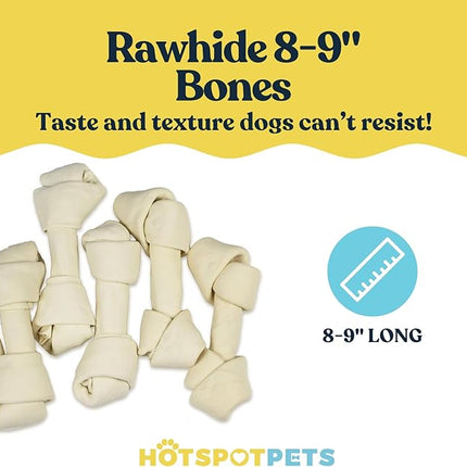 hotspot pets 8-9 Inch Large Rawhide Dog Chew Bones - (20 Pack) Made from Grass Fed Cows - Great for Dental & Oral Care for Aggressive Chewers Large Dogs