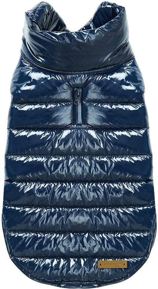 Blueberry Pet Cozy & Comfy Windproof Lightweight Quilted Fall Winter Glossy Dog Puffer Jacket in Navy Blue, Back Length 22.5", Size 20, Warm Coat for Large Dogs