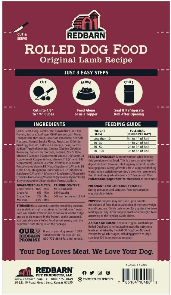 Redbarn 4lb. Lamb Roll for Dogs (8-Count)