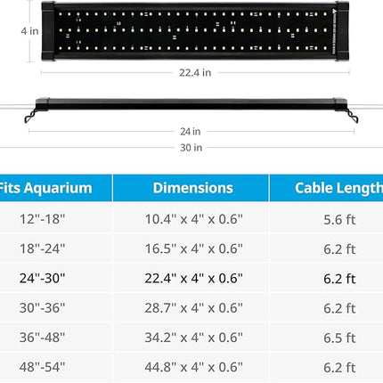 NICREW ClassicLED Plus LED Aquarium Light with Timer, Planted Fish Tank Light 18 Watts for 24-30 Inch, Daylight and Moonlight Cycle