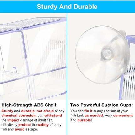Fish Breeding Box Aquarium Holding Tank Transparent Fish Isolation Box Acclimation Hatchery Incubator Breeder for Betta Shrimp Clownfish Guppy Small