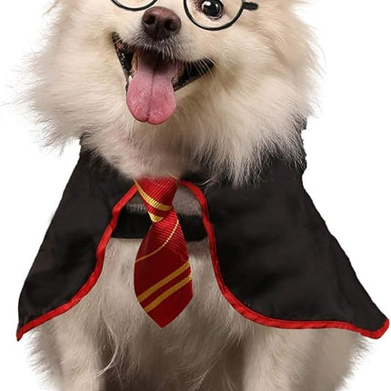 Halloween Dog Costume Pet Wizard Shirt Cat Soft Clothes for Dogs Cats Soft Hoodies with Glasses (Small)