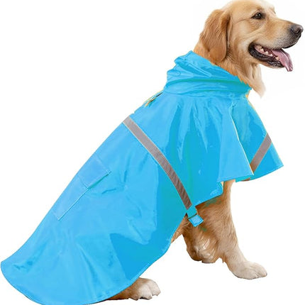 HAPEE Dog Raincoats with Reflective Strip Hoodie,Poncho Jacket for Large Dogs fit Golden Retriever Doodle (C3-Lake Blue, 16A (20-30 lbs))
