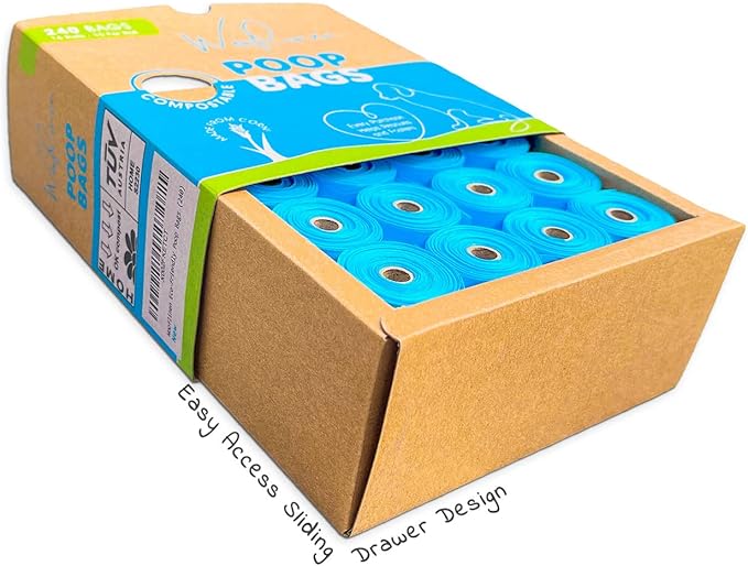 100% Compostable Dog Poop Bags - EN13432 Home Compost Certified Dog Waste Bags, 720 Count (48 Rolls), Made from Corn - Easy Open - Large, Thick Poop Bags for Dogs