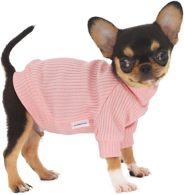 LOPHIPETS Small Dog Turtleneck Sweaters for Teacup Chihuahua Yorkie Puppy Cat Clothes-Bright Light Pink/XXS