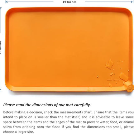 Hoki Found Silicone Non Slip Pet Feeding Mats - Bowl Placemat - Waterproof Dog Cat Food Mats - Orange