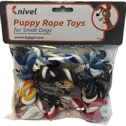 Puppy Rope Toys for Small Dogs - Puppy Teething Toys - Knots Dog Toy for Smart Newborn Pet and High Active Puppies - Doggy Mini Dental Pack of 4