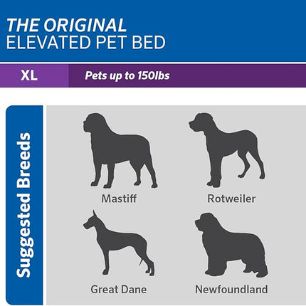 Coolaroo Original Elevated Dog Bed - Breathable Off-The-Ground Pet Bed with Cooling Fabric, Joint Relief & Moisture-Resistant Fabric, 100% Recyclable, Easy Clean, Gray, Extra Large