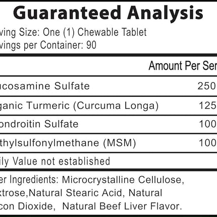 Advanced Hip and Joint Supplement for Dogs All Breeds - Glucosamine for Dogs Mobility & Pain Relief - All Natural Chondroitin, MSM & Turmeric Dog Joint Supplement - 90 Chewable Tablets