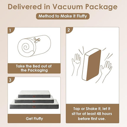 EHEYCIGA Orthopedic XL Dog Beds for Extra Large Dogs with Removable Washable Cover, Beige, 44x32