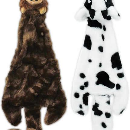 Best Pet Supplies Squeaky Dog Toys with Soft Durable Fabric for Small, Medium and Large Pets Interactive Toy for Indoor Play, Supports Active Biting and Play - Cow, Monkey, Large