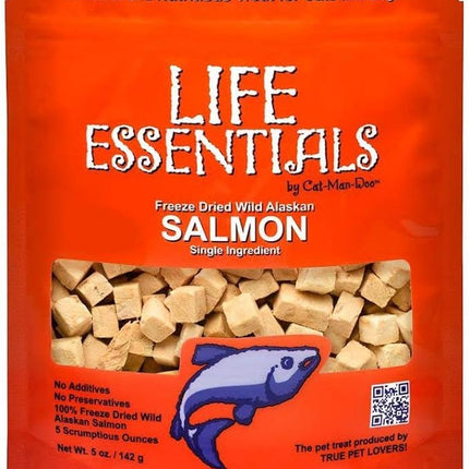 LIFE ESSENTIALS BY CAT-MAN-DOO All Natural Freeze Dried Wild Alaskan Salmon Treats for Cats & Dogs - Single Ingredient No Grain Snack with No Additives or Preservatives, 5 Ounce Bag - 6 Pack