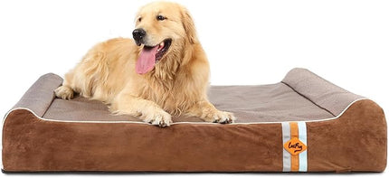 Laifug Orthopedic Memory Foam Extra Large Dog Bed Pillow (50" x 36" x 10", Brown) Durable Waterproof Lining with Removable Washable Cover and Smart Design