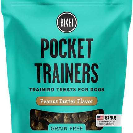 BIXBI Pocket Trainers, Peanut Butter - Training Treats for Dogs - Low Calorie All Natural Grain Free Dog Treats