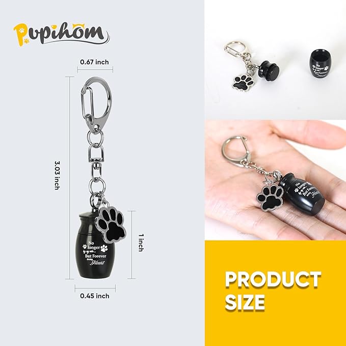 4 Pcs Pet Urns Keychain, Pet Ashes Keepsake Stainless Steel Urns Keychain for Dogs Cats with 4 Storage Bags