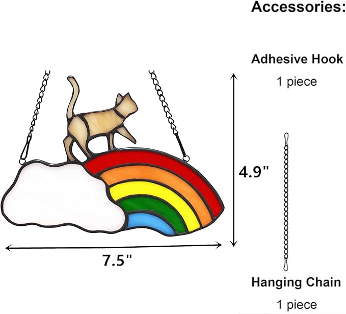 Orange Cat Decor Gifts for Cat Lovers, Stained Glass Window Hangings Cat Suncatcher for Window, Pet Cat Memorial Gifts for Women, Loss of Tabby Cat Sympathy Gifts