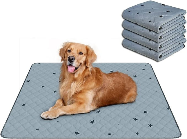 RIOUSSI Washable Pee Pads for Dogs, Reusable, Absorbent, Leakproof, Non Slip Pet Puppy Pads for Potty Training. Gray Stars, 36x41 Inch(4pack)