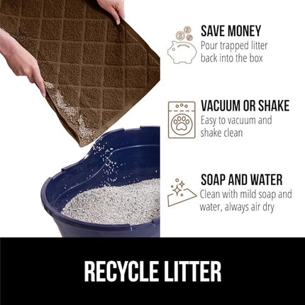 GORILLA GRIP Cat Litter Box Mat, Water Resistant, US Designed Kitty Litter Trapping Mats, Easy to Clean, Scatter Control, Less Mess and Clean Floors, Kitten Supplies for Indoor Cats, 24x17 Brown