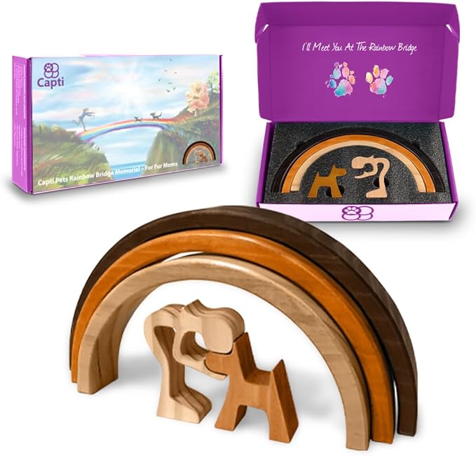 Capti Rainbow Bridge Dog Memorial Gifts, Cat Memorial Gifts - I'll Meet You at The Rainbow Bridge - Pet Loss Gifts, Bereavement, Sympathy Keepsake Dog Mom, Dog Dad for Loss of Pet (Dog and Mom)