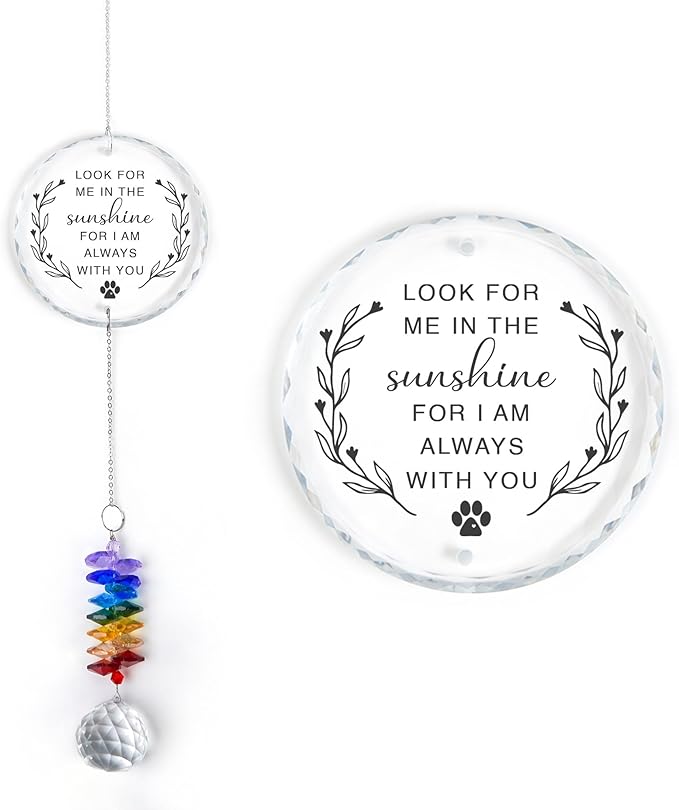 Pet Memorial Suncatcher - Dog Cat Loss Sympathy Gift - Rainbow Crystal Prism - Bereavement Keepsake - Pet Lover Gift - Daily Remembrance - Suncatcher Ornament
