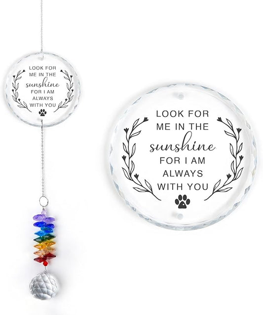 Pet Memorial Suncatcher - Dog Cat Loss Sympathy Gift - Rainbow Crystal Prism - Bereavement Keepsake - Pet Lover Gift - Daily Remembrance - Suncatcher Ornament