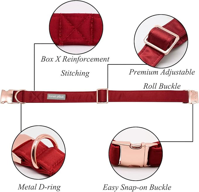 Lionet Paws Bowtie Dog Collar - Comfortable Silk Dog Collar with Detachable Bow Tie for Large Dogs, Neck 16-24 Inches