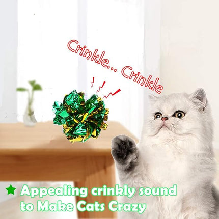 Mylar Crinkle Balls Cat Toys Interactive Crinkle Cat Toy Balls Independent Pet Kitten Cat Toys for Fat Cats Kittens Exercise, Soft and 2.36 to 2.5-Inch (24 Pack)