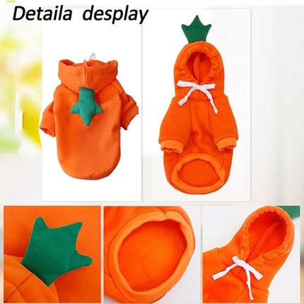 Happy Dog Hoodies - Funny Dog Clothes for Small Dogs & Cats - Hooded Puppy Sweatshirt Coat - Winter & Easter Outfit - Carrot Costume for Kitten, Chihuahua, Pomeranian, Yorkie (Orange, Large)