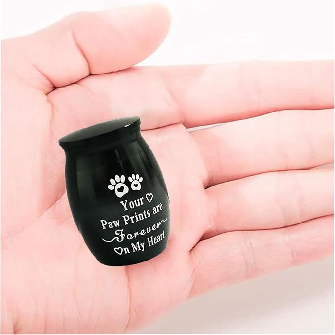 Small Pet Urns for Dogs Ashes Mini Urn Dog Ashes Cremation Keepsake Pet Memorial Urns Gift，Black