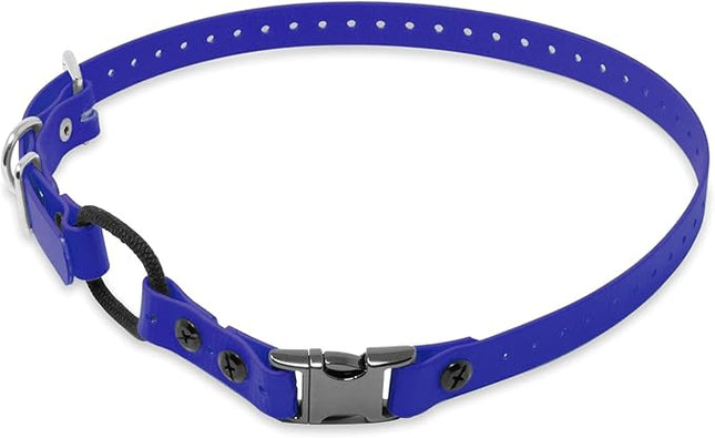 Educator Quick Snap Bungee Dog Collar, Biothane, Waterproof, Odorproof, Easy Connect and Disconnect Clasp and D Ring with Comfort Bungee Loop, Adjustable for Custom Fit, 3/4-Inch, Blue