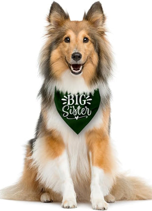 Big Sister Bandana for Dog, Pet Pregnancy Announcement, Dark Green Dog Bandana, Big Sister Dogs Shirt, Pet Bandana for Small Medium Dogs (M)