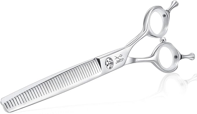 JASON 7" Dog Grooming Scissors, Combines Cutting, Thinning, Blending and Texturizing Features, Reversible Pet Trimming Shears, JP 440C (40-teeth, Silver)