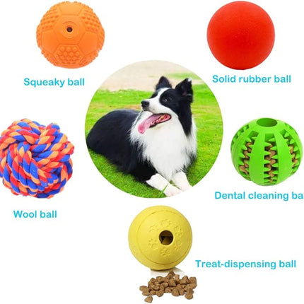 5 Different Functions Interactive Dog Toys, Puzzle Toys, Dog Balls for Medium Large Dogs, Dog Squeaky Balls, Food Treat Dispensing Toys