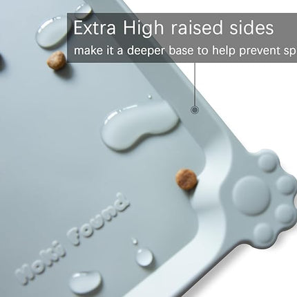 Hoki Found XX-Large Silicone Pet Food Mats Tray - Non Slip Pet Dog Cat Bowl Mats Placemat - Pet Water Mats for Carpet -Dog Pet Cat Feeding Mat - Waterproof Dog Cat Food Mats -Battleship