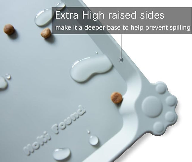 Hoki Found XX-Large Silicone Pet Food Mats Tray - Non Slip Pet Dog Cat Bowl Mats Placemat - Pet Water Mats for Carpet -Dog Pet Cat Feeding Mat - Waterproof Dog Cat Food Mats -Battleship