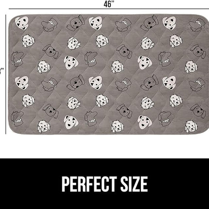 GORILLA GRIP Washable Puppy Pads, 46x28, Slip Resistant Dog Crate Mat, Waterproof Cloth Pee Pad for Training Puppies in Playpen, Reusable Pet Incontinence Blanket, Protects Sofa, Dog Faces