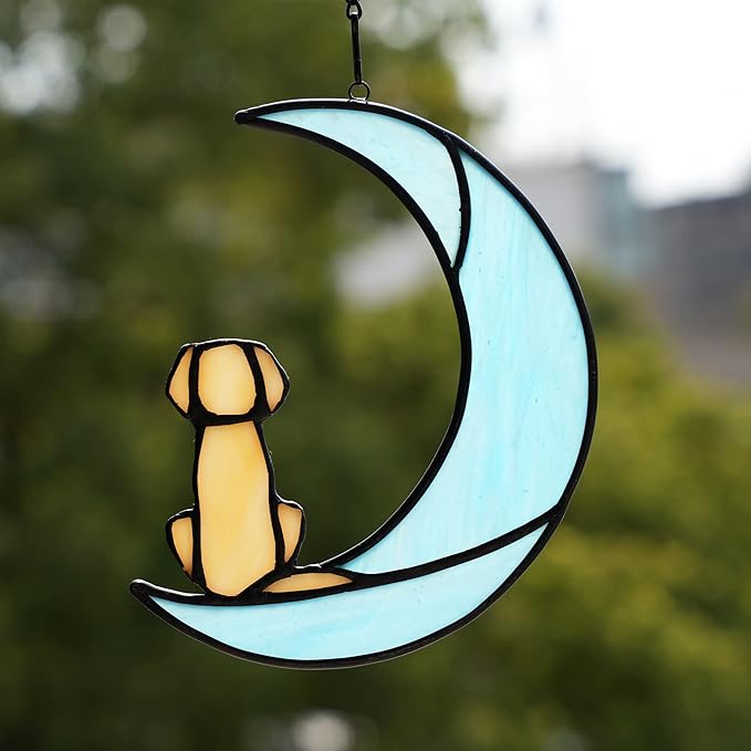 BOXCASA Dog Memorial Gifts for Stained Glass Window Hanging,Suncatcher for Window,Sympathy Gifts for Dog Lovers,Loss of Pet Sympathy Gift,Pet Memorial Gift